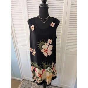 Peppermint Bay Vtg Hawaii Floral Print Sleeveless Dress Women's XL Sequins Beach